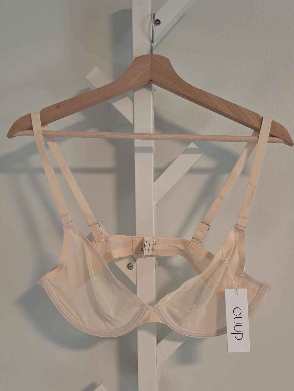 New! CUUP The Plunge Bra Blush Sheer Mesh Unlined Size 36B New With Tags NWT